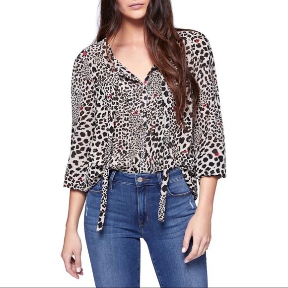 Sanctuary Tops - Sanctuary Bella Leopard Print Neck Tie Blouse